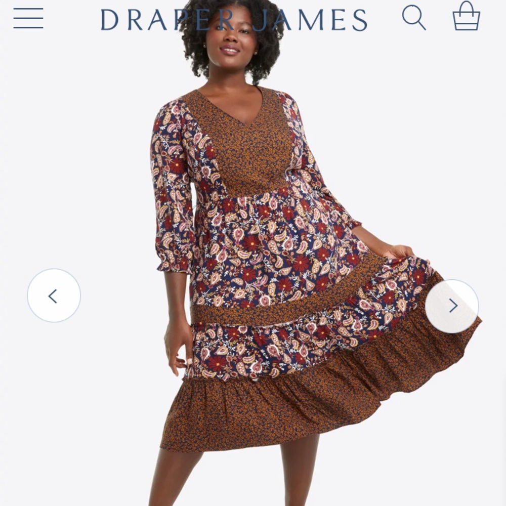 Draper James Fit and Flare Midi Dress in Fall Paisley NWT